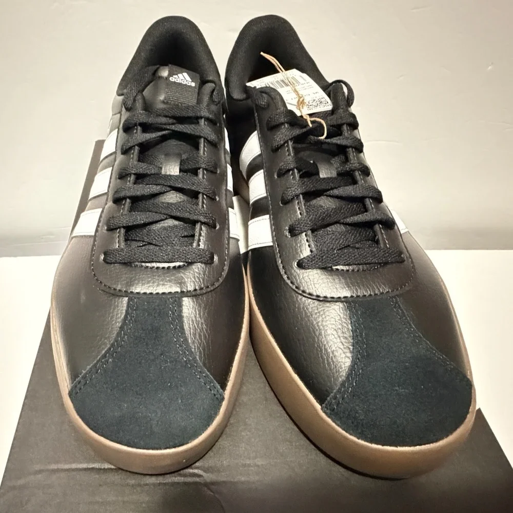 Adidas VL Court 3.0 Mens Sneakers Black White Gum ID6286 Size 11.5 NEW